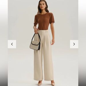 Brown Round Neck Textured Knit Tee